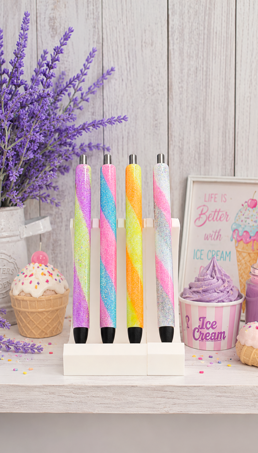 Handmade Yellow and Orange Swirl ombre glitter pen with free refill