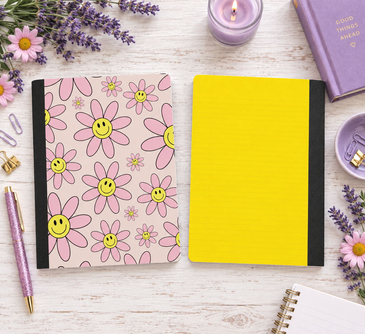Decorative Vinyl Covered Composition Colorful Daisy Smiles