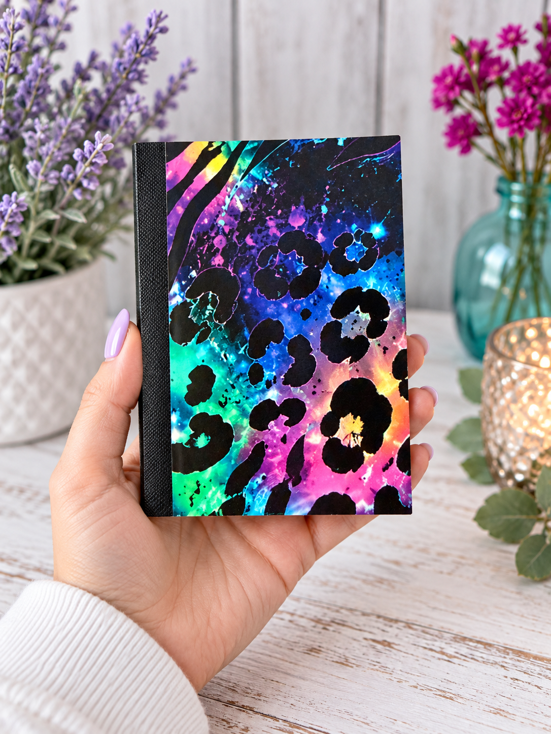 Decorative Vinyl Covered MINIATURE Composition Notebook Bright Animal Prints