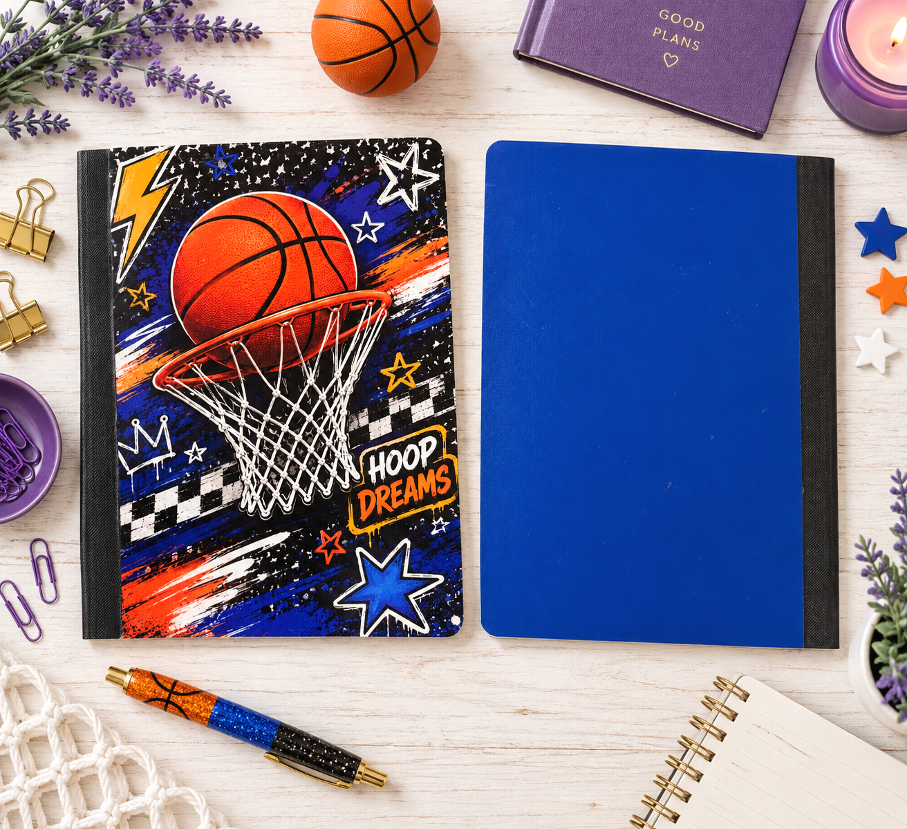 Decorative Vinyl Covered Composition Notebook Basketball