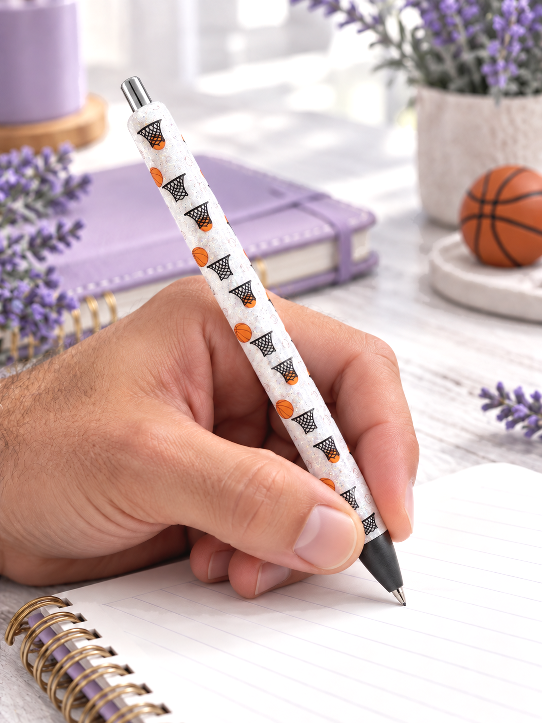 Handmade Basketball glitter pen with free refill