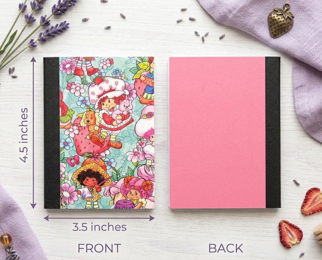 Decorative Vinyl Covered MINIATURE Composition Notebook Strawberry Shortcake