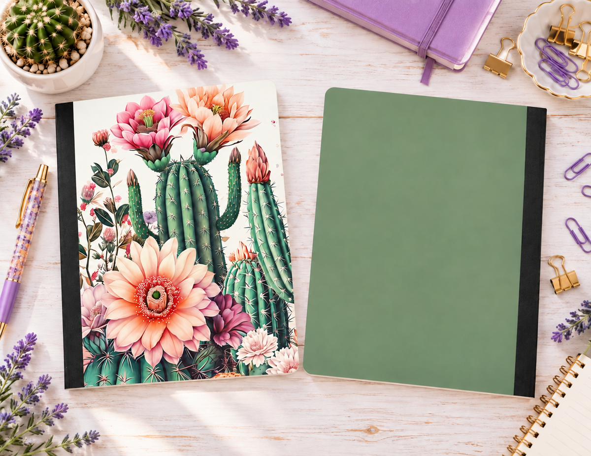 Decorative Vinyl Covered Composition Notebook Blooming Cacti