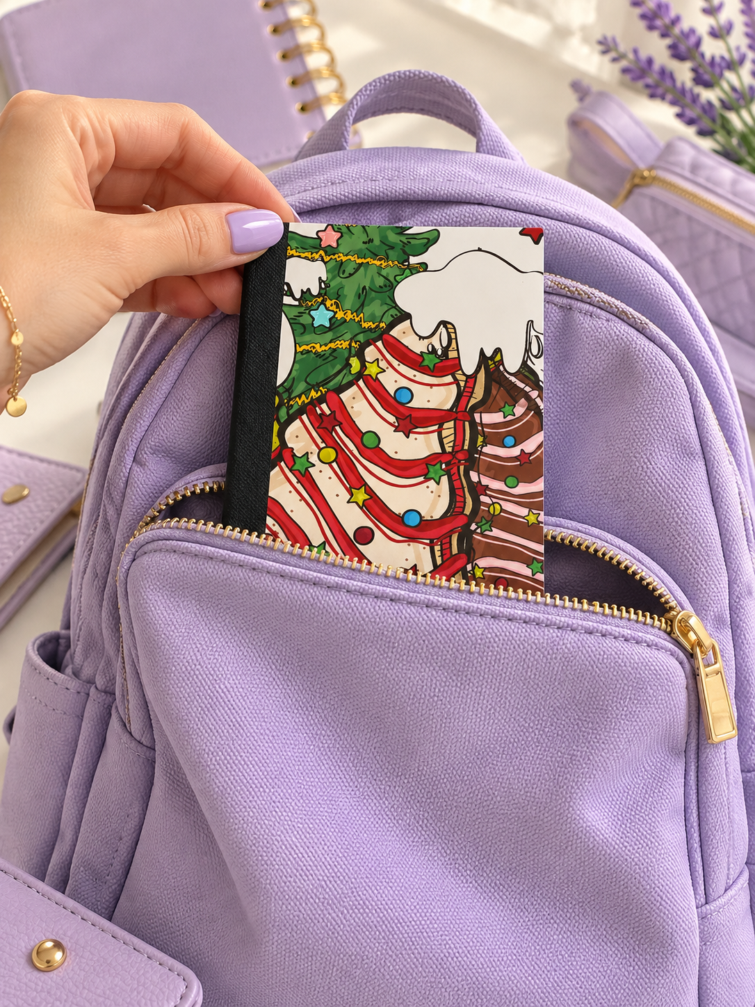 Decorative Vinyl Covered MINIATURE Composition Notebook Christmas Tree Cakes