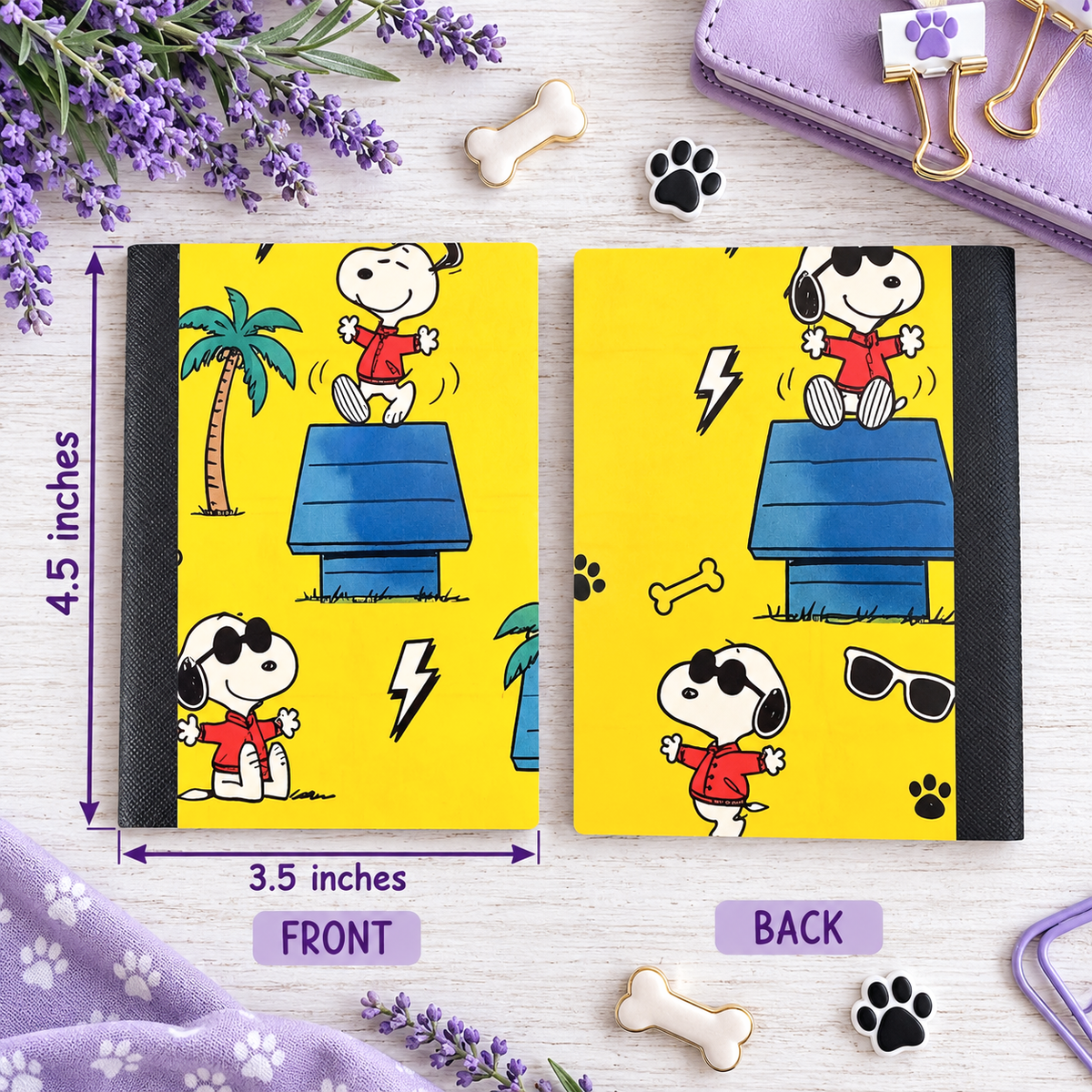 Decorative Vinyl Covered MINIATURE Composition Notebook Snoopy Cool