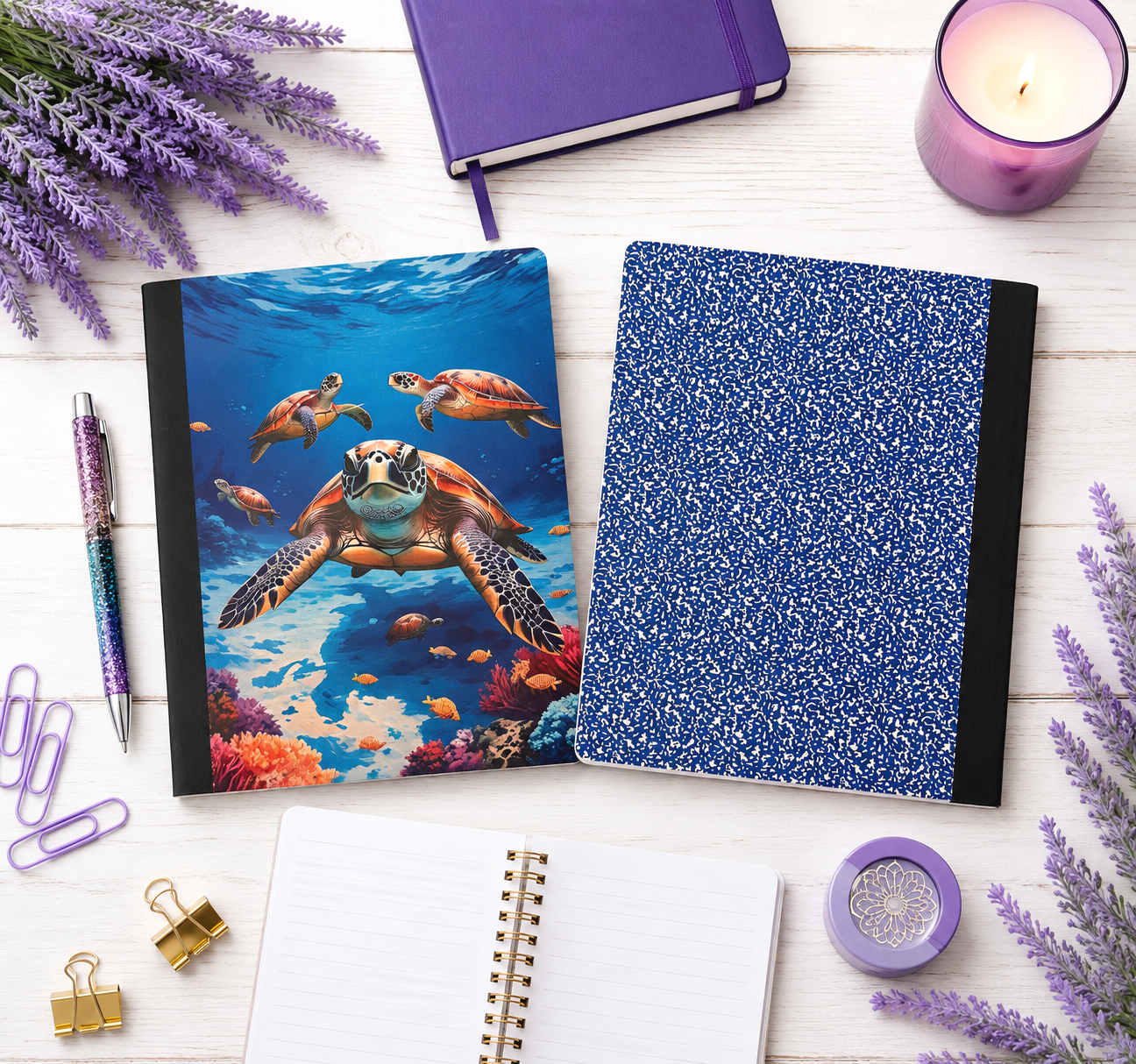 Decorative Vinyl Covered Composition Notebook Sea Turtle 2