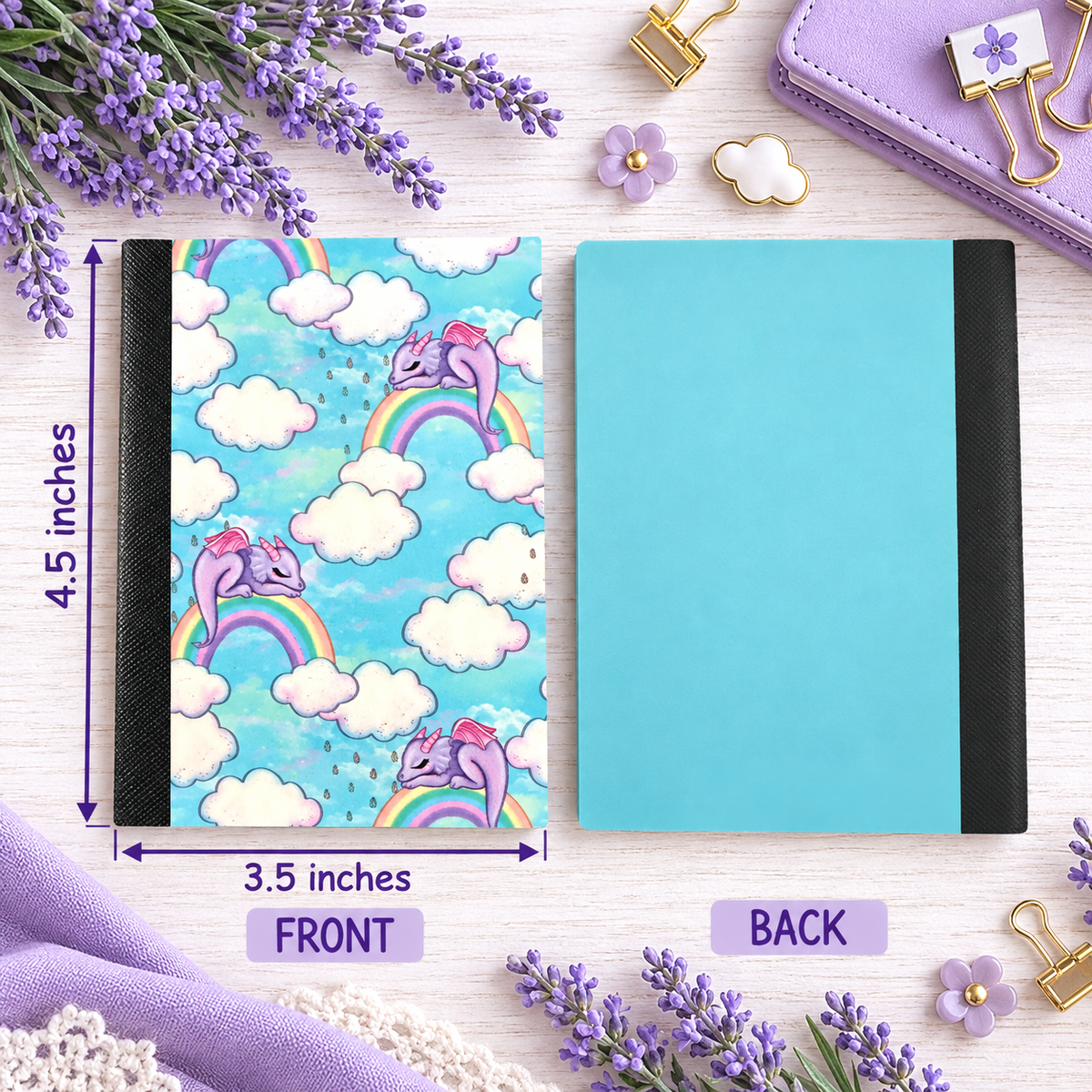 Decorative Vinyl Covered MINIATURE Composition Notebook Sleeping Dragons