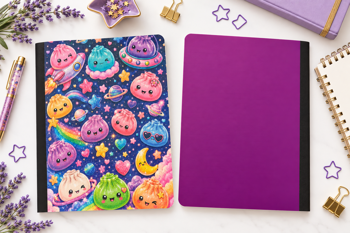 Decorative Vinyl Covered Composition Notebook Holographic Dumplings 2