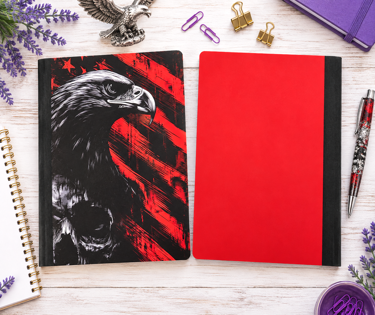 Decorative Vinyl Covered Composition Notebook Eagle and SKull