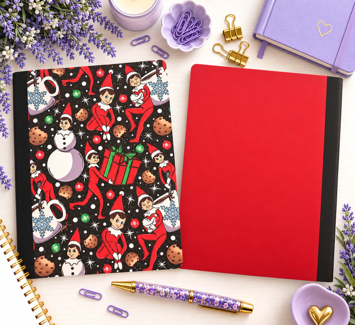 Decorative Vinyl Covered Composition Notebook Elf on a Shelf
