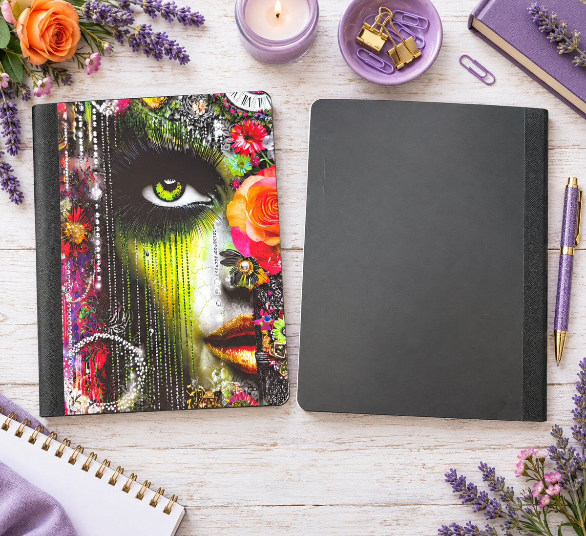 Decorative Vinyl Covered Composition Notebook Steampunk Face