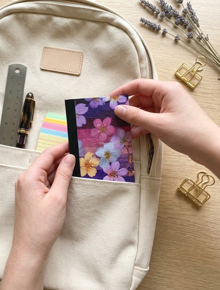 Decorative Vinyl Covered MINIATURE Composition Notebook Flowers