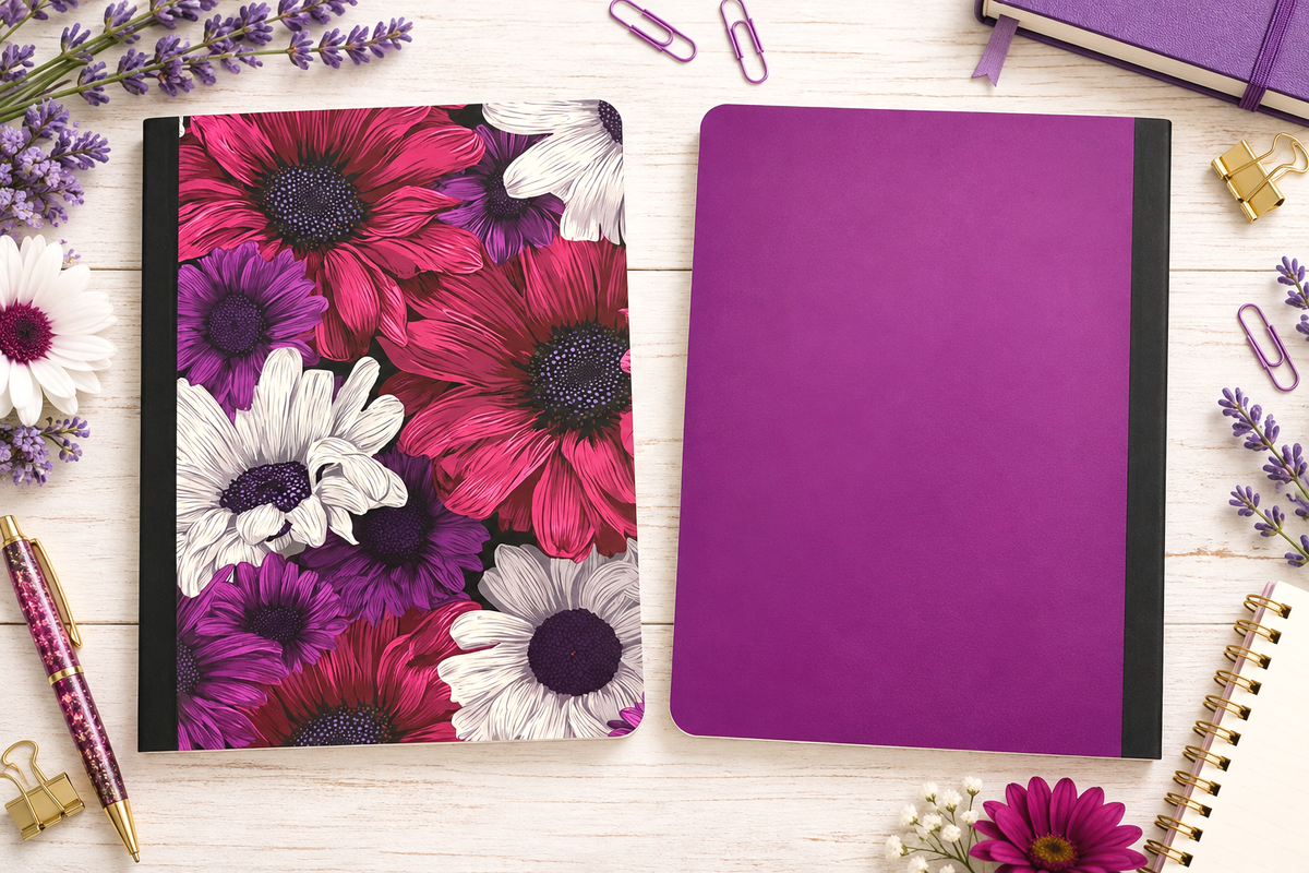 Decorative Vinyl Covered Composition Notebook Flowers
