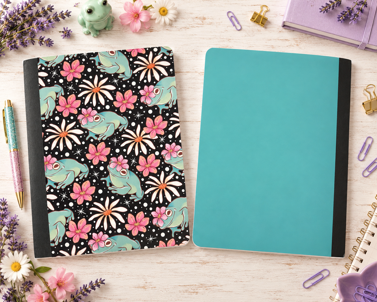 Decorative Vinyl Covered Composition Notebook Frogs