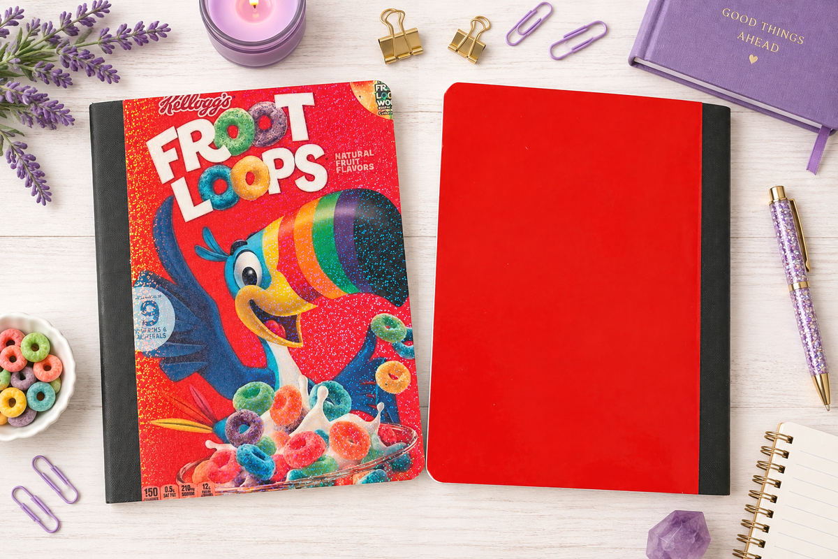 Decorative Vinyl Covered Composition Notebook Holographic Froot Loops