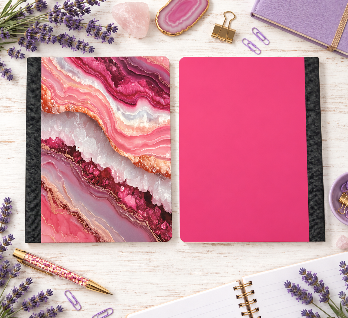Decorative Vinyl Covered Composition Notebook Pink Geode