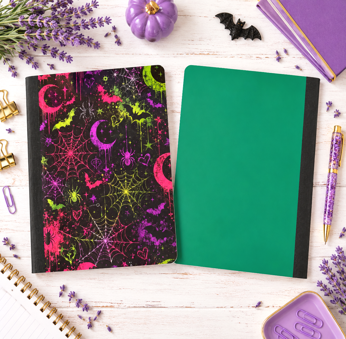 Decorative Vinyl Covered Composition Notebook Holographic Halloween
