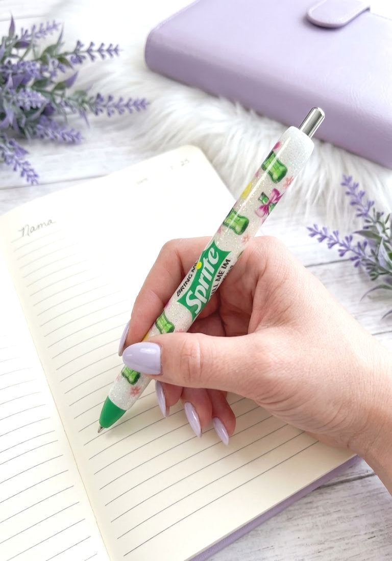 Handmade Sprite glitter pen with free refill