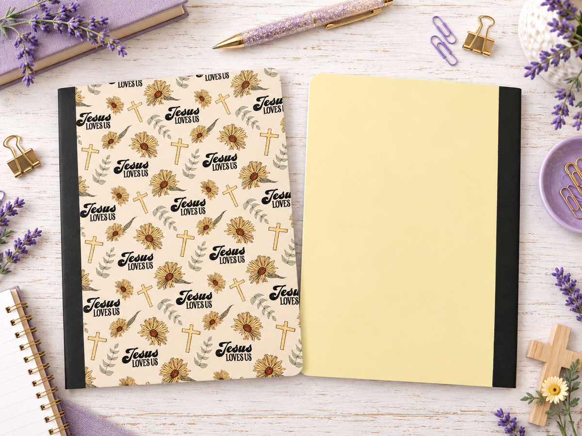 Decorative Vinyl Covered Composition Notebook Jesus Loves