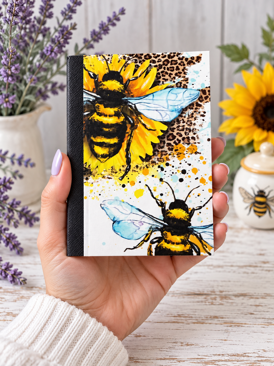 Decorative Vinyl Covered MINIATURE Composition Notebook Bumblebees