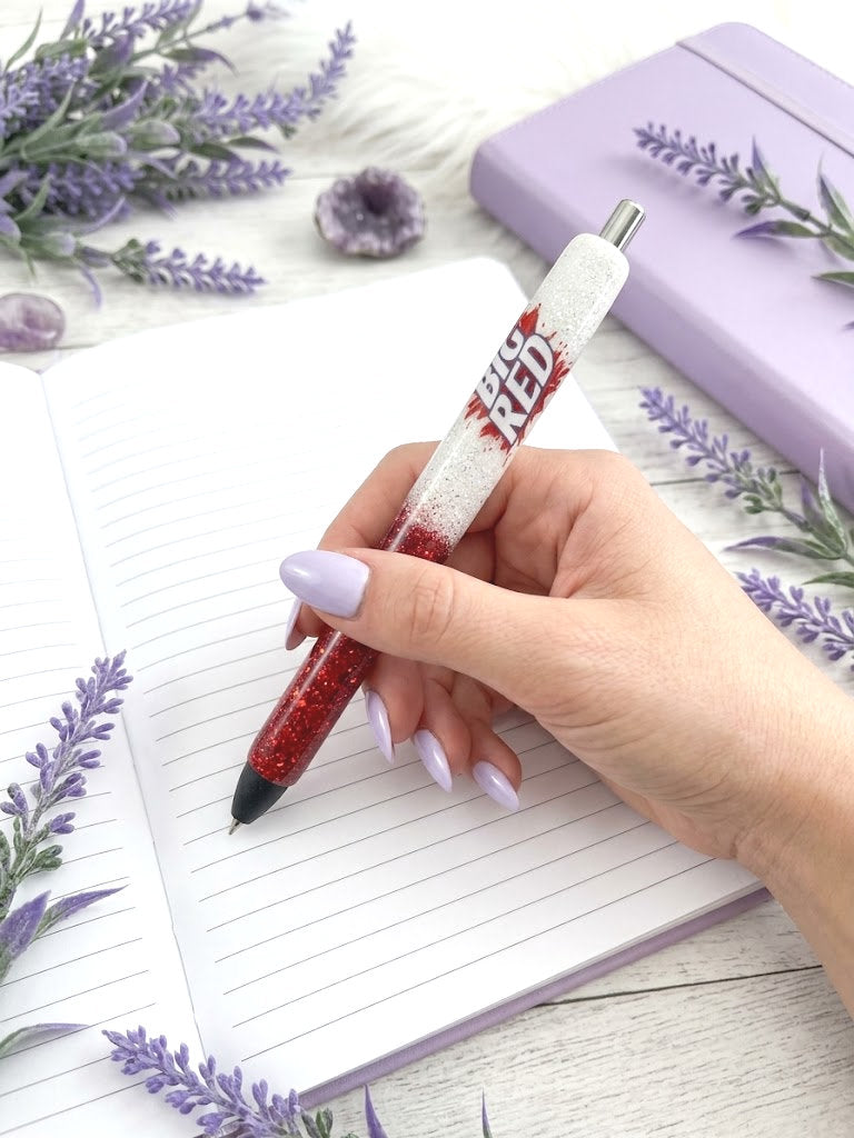 Handmade Big Red glitter pen with free refill