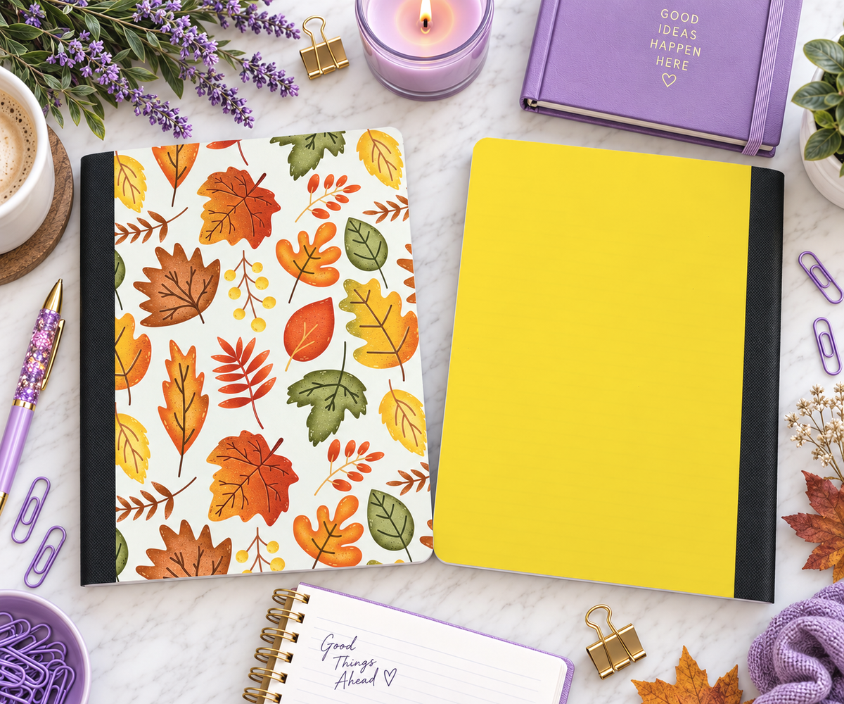 Decorative Vinyl Covered Composition Notebook Autumn Leaves