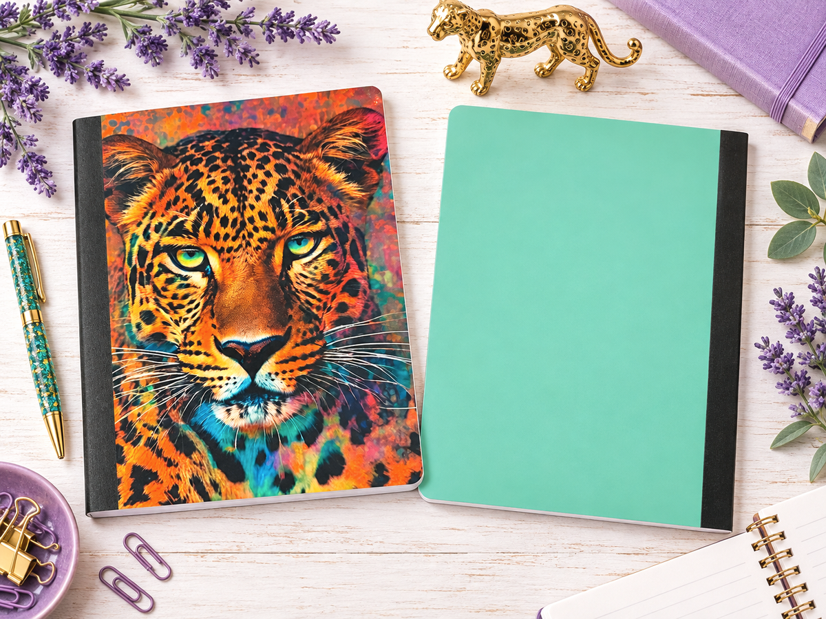 Decorative Vinyl Covered Composition Notebook Neon Leopard