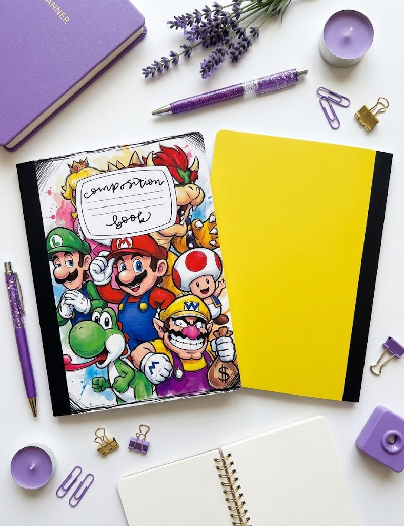 Decorative Vinyl Covered Composition Notebook Mario Nintendo
