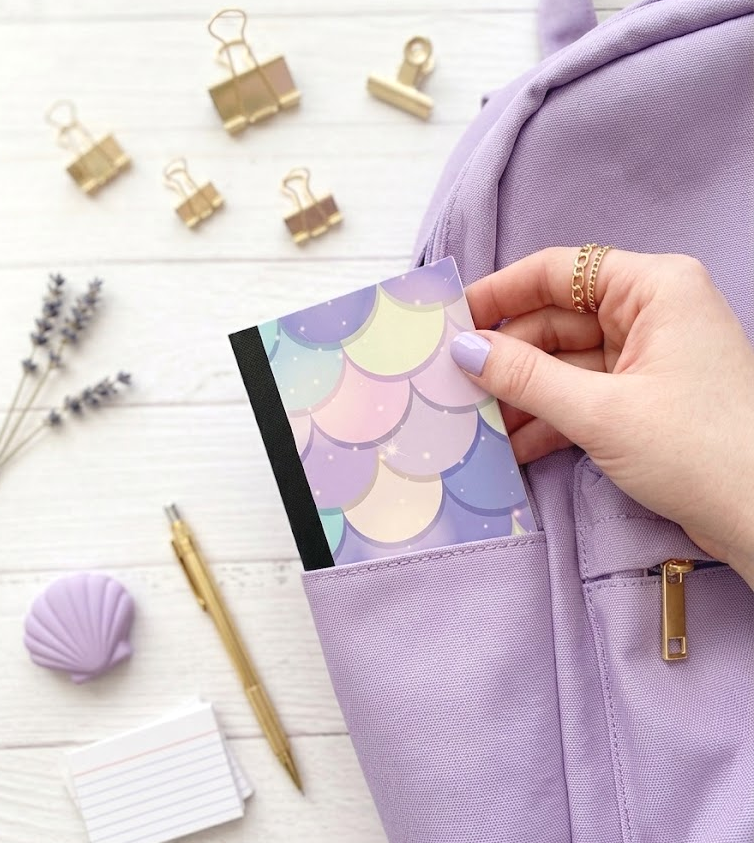 Decorative Vinyl Covered MINIATURE Composition Notebook Pastel Mermaid