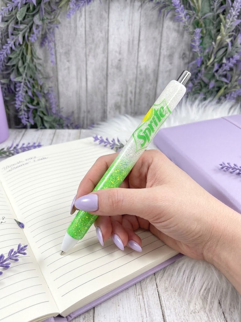 Handmade Sprite glitter pen with free refill