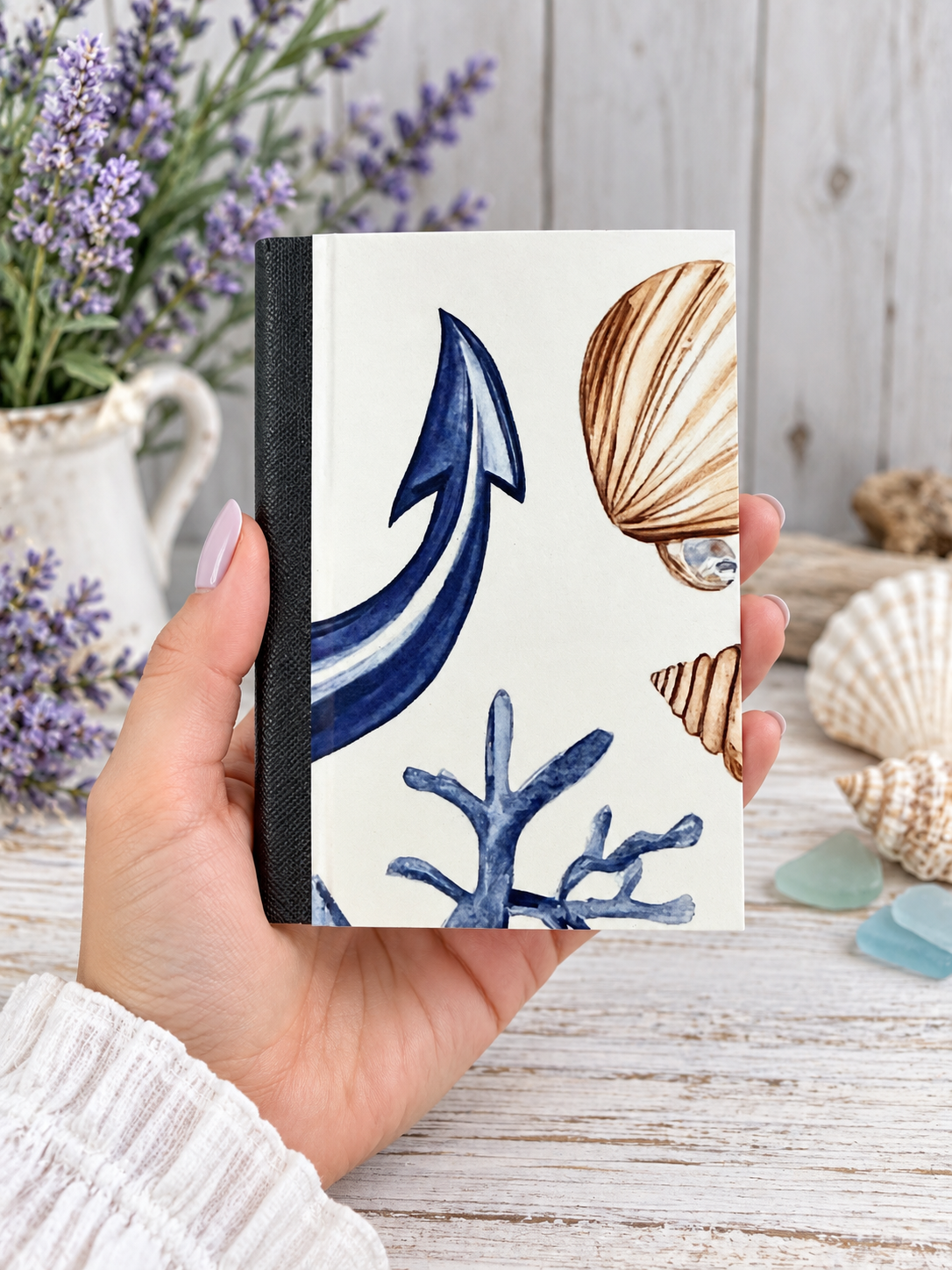 Decorative Vinyl Covered MINIATURE Composition Notebook Nautical Beach