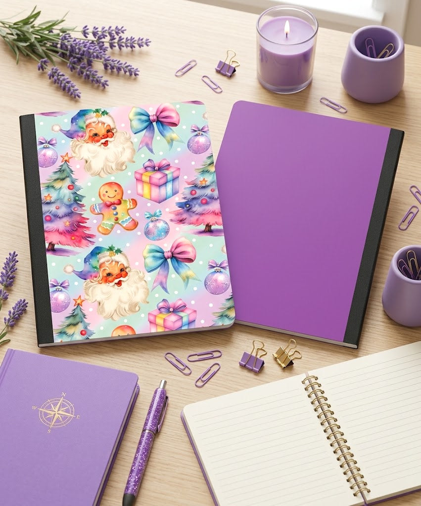 Decorative Vinyl Covered Composition Notebook Retro Christmas