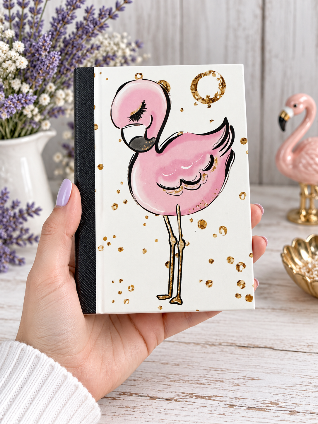 Decorative Vinyl Covered MINIATURE Composition Notebook Flamingo