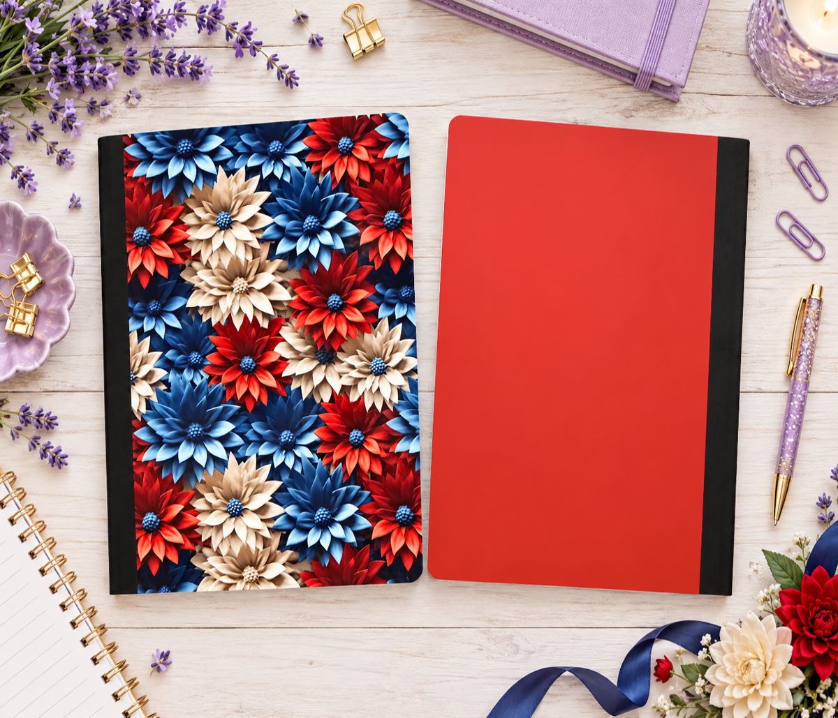 Decorative Vinyl Covered Composition Notebook Patriotic Flowers