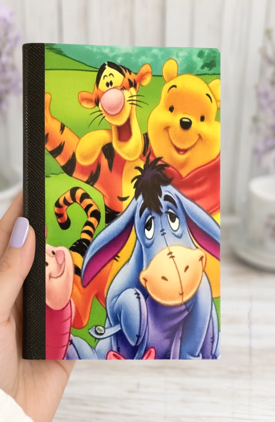 Decorative Vinyl Covered MINIATURE Composition Notebook Pooh and Friends