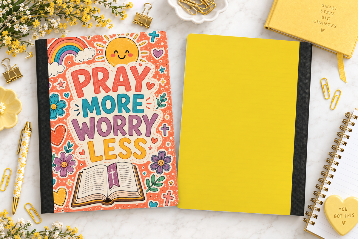 Decorative Vinyl Covered Composition Notebook Pray More