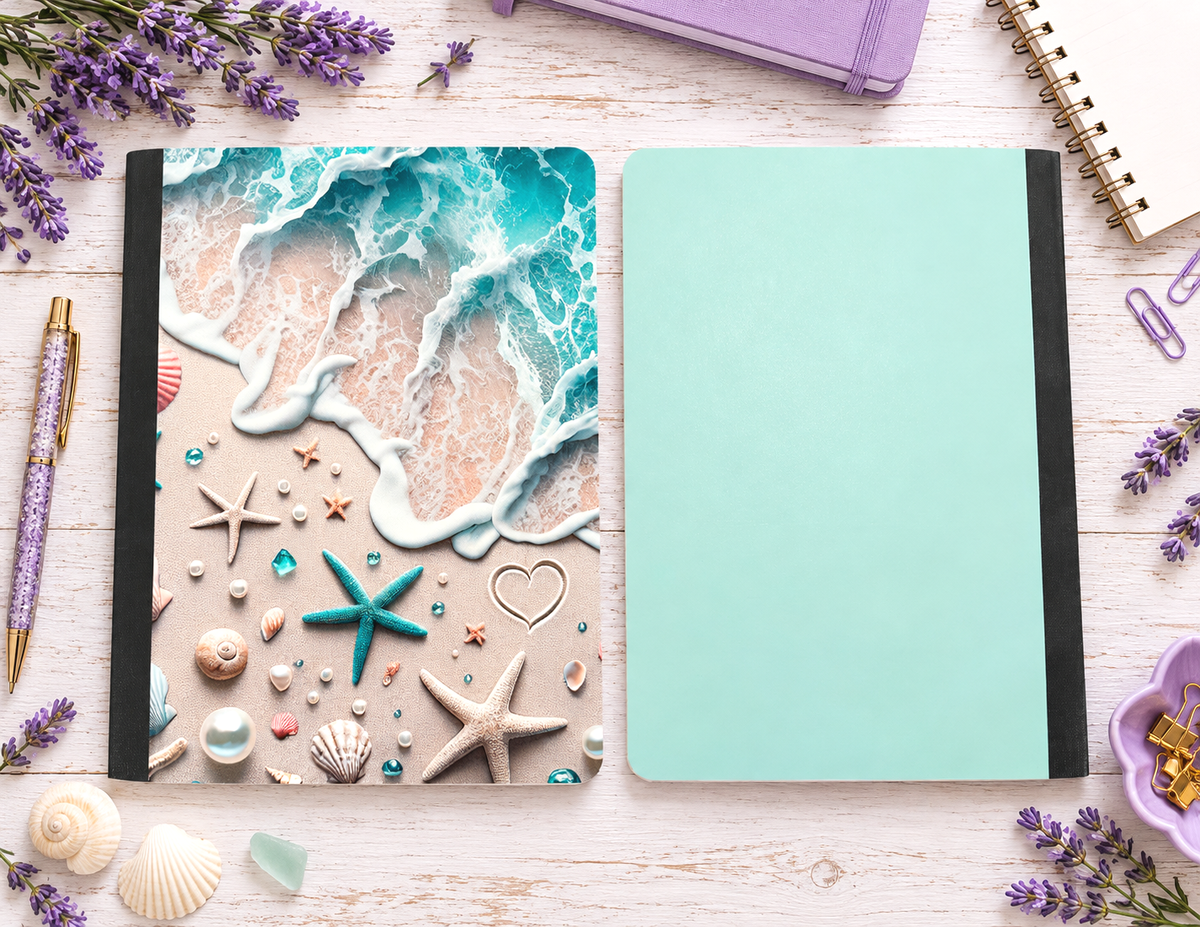 Decorative Vinyl Covered Composition Notebook Beach