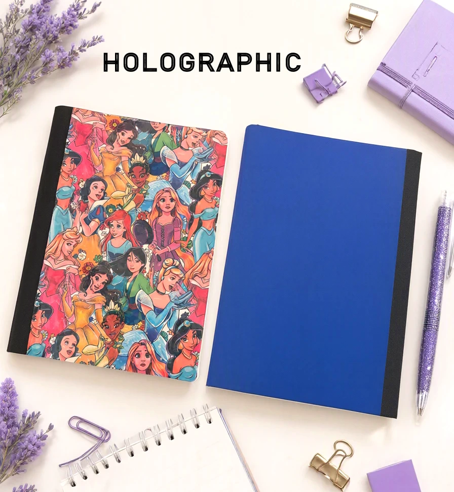 Decorative Vinyl Covered Composition Notebook Holographic Princesses