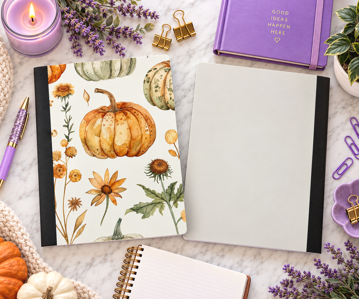 Decorative Vinyl Covered Composition Notebook Autumn Pumpkin