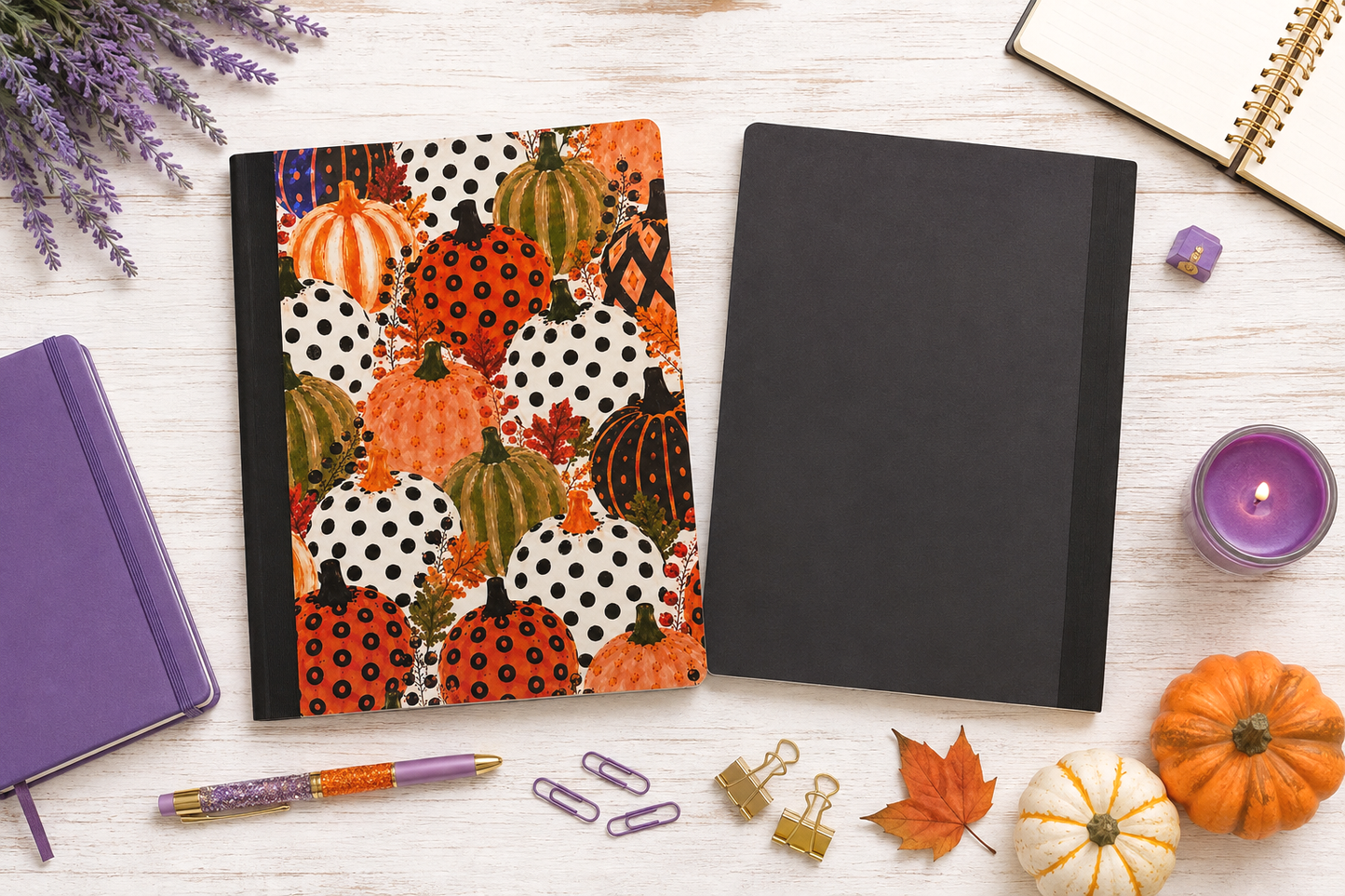 Decorative Vinyl Covered Composition Notebook Fall Pumpkins
