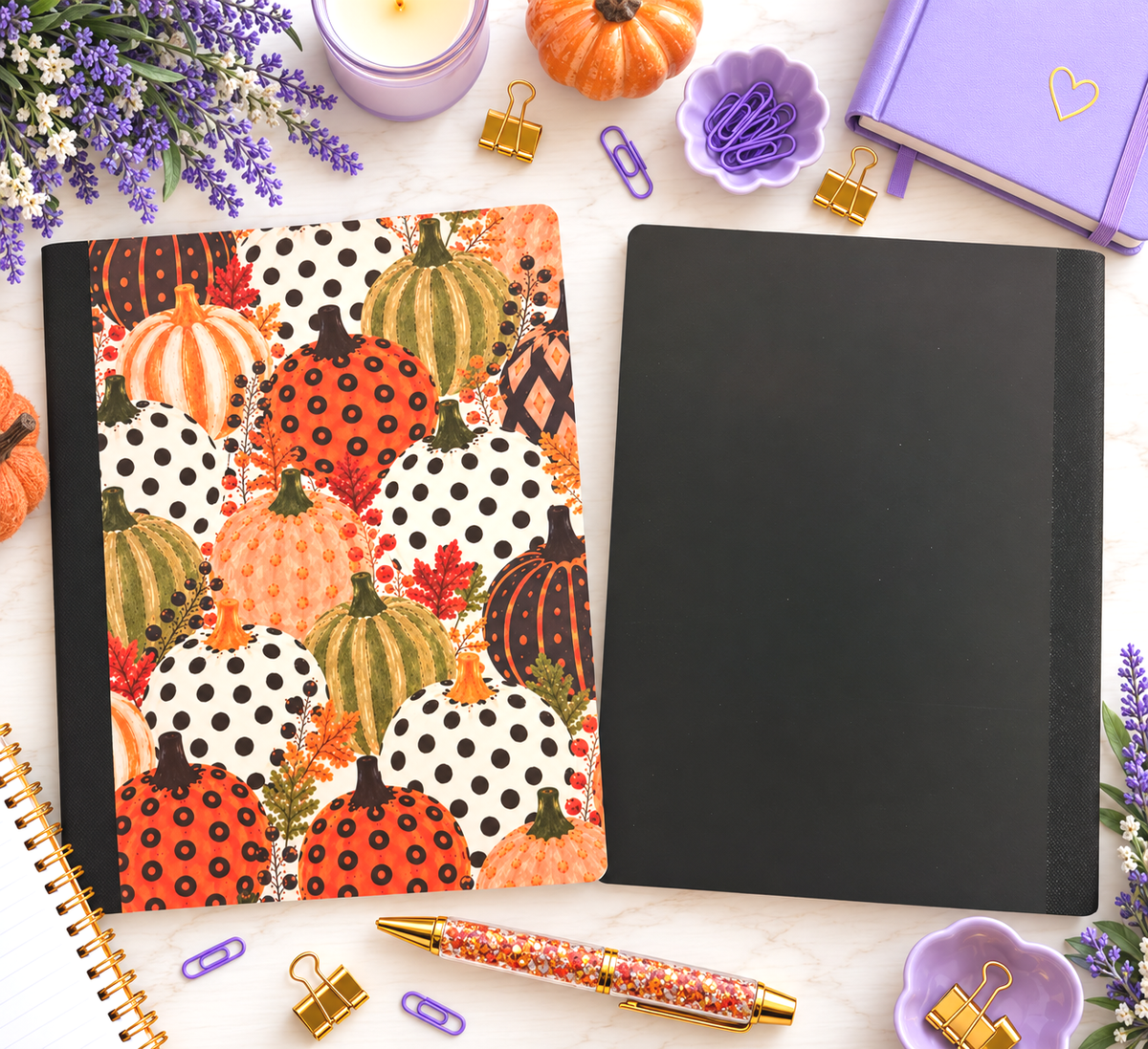 Decorative Vinyl Covered Composition Notebook Pumpkins