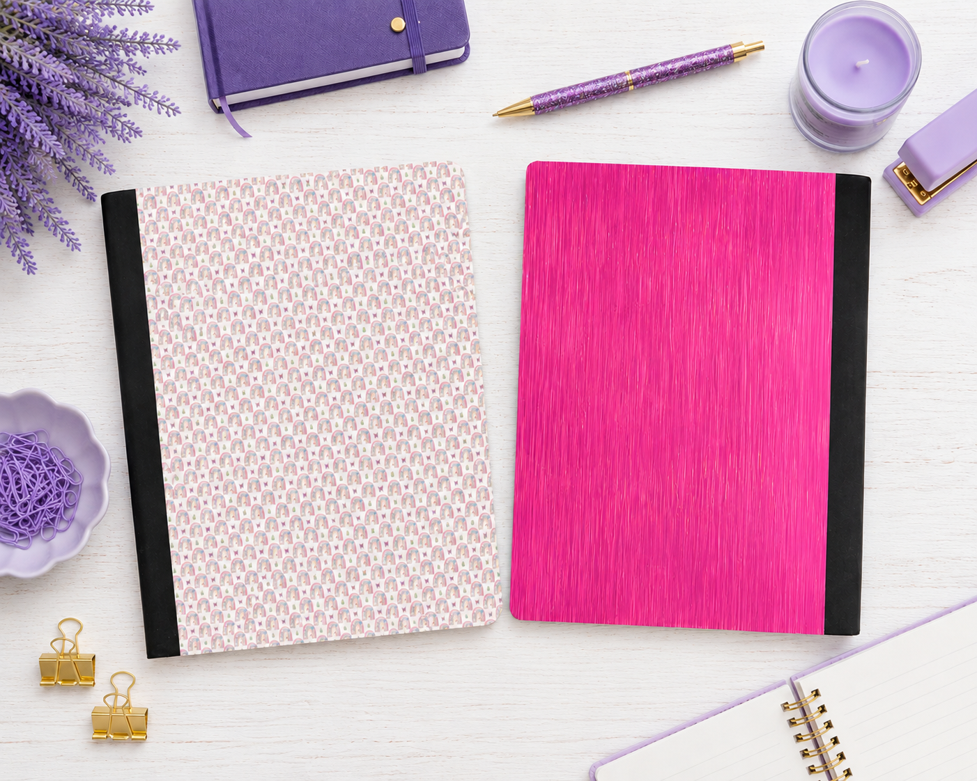 Decorative Vinyl Covered Composition Notebook Rainbows