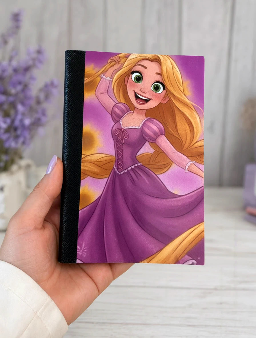 Decorative Vinyl Covered MINIATURE Composition Notebook Princess Metallic Holographic Rapunzel