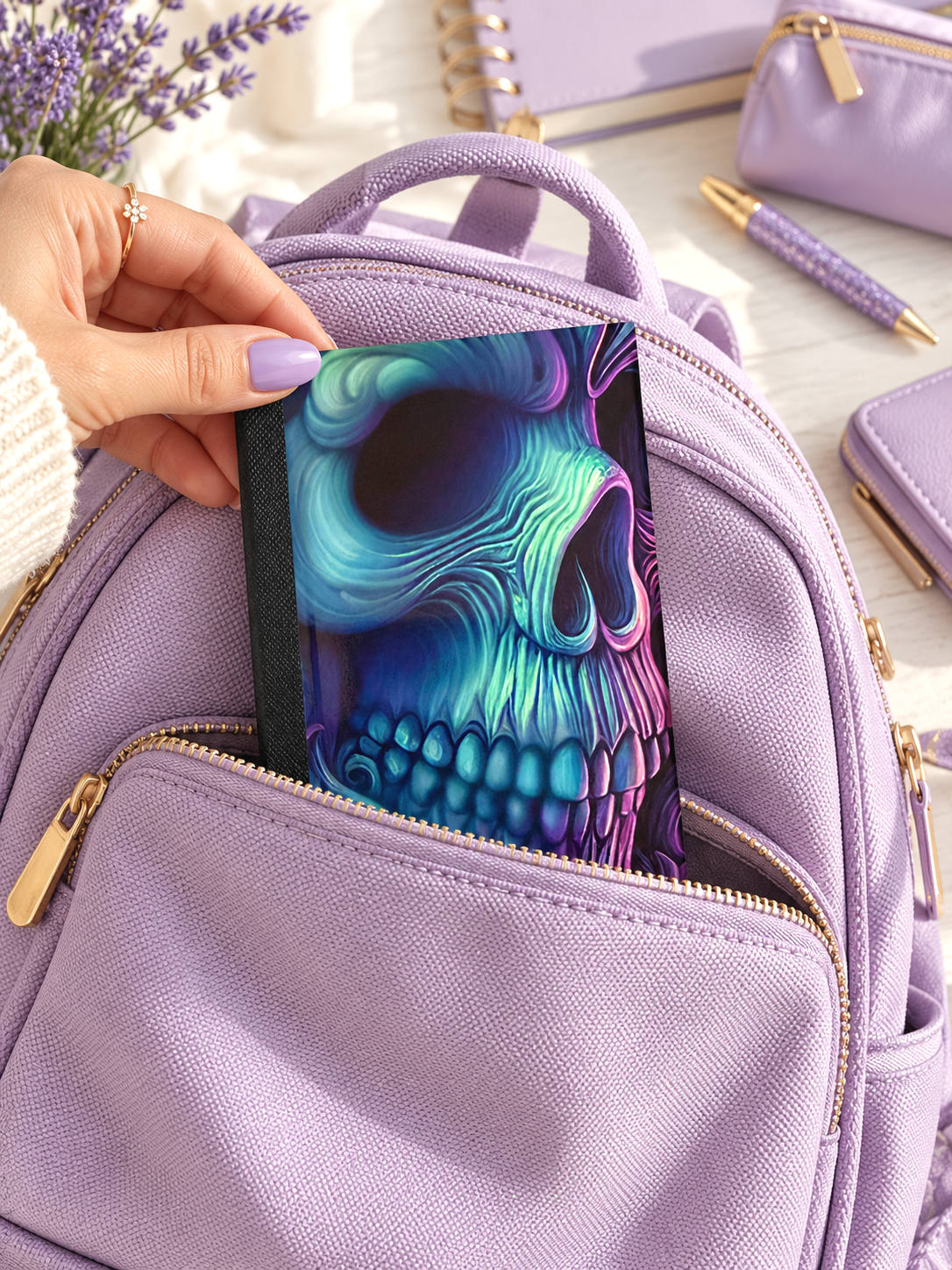 Decorative Vinyl Covered MINIATURE Composition Notebook Skull