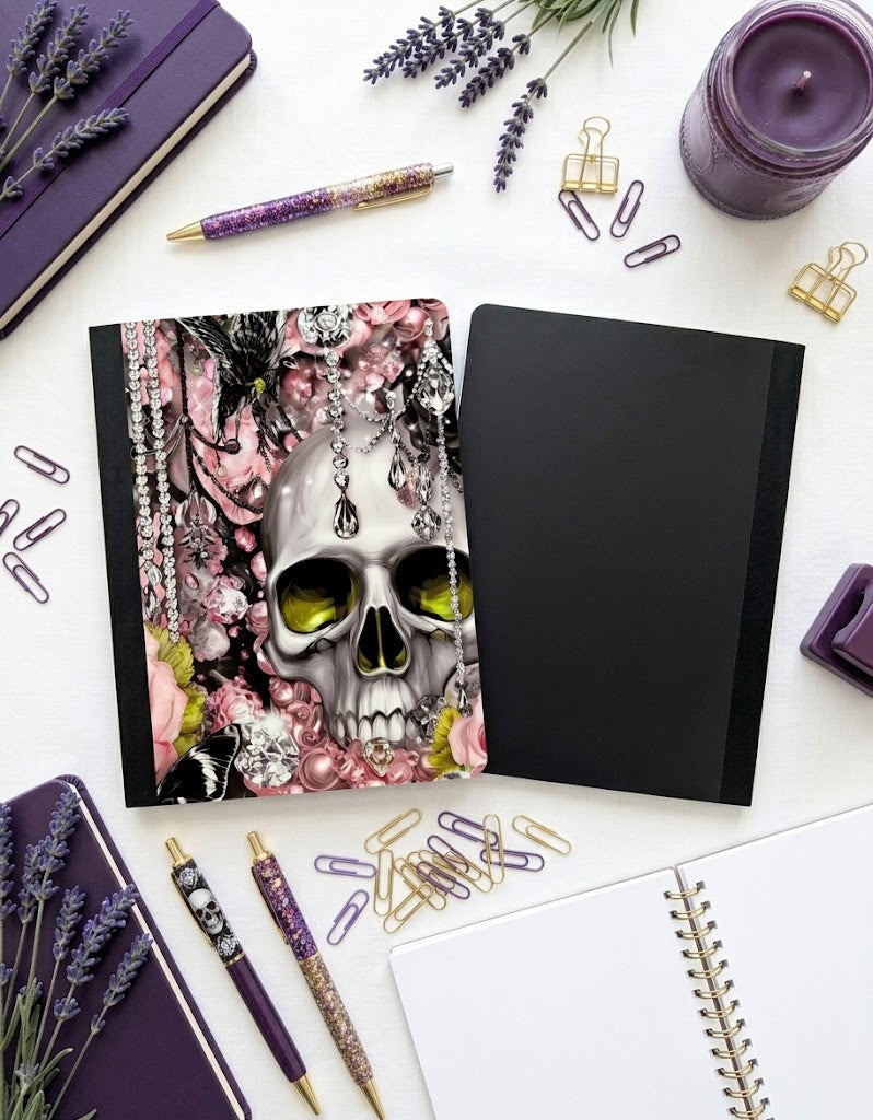 Decorative Vinyl Covered Composition Notebook Steampunk Skull