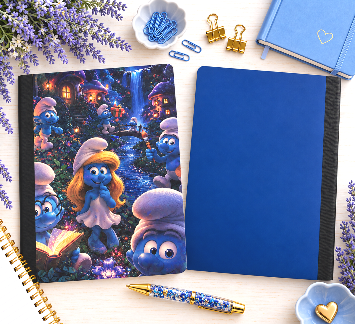 Decorative Vinyl Covered Composition Notebook Smurf Holographic