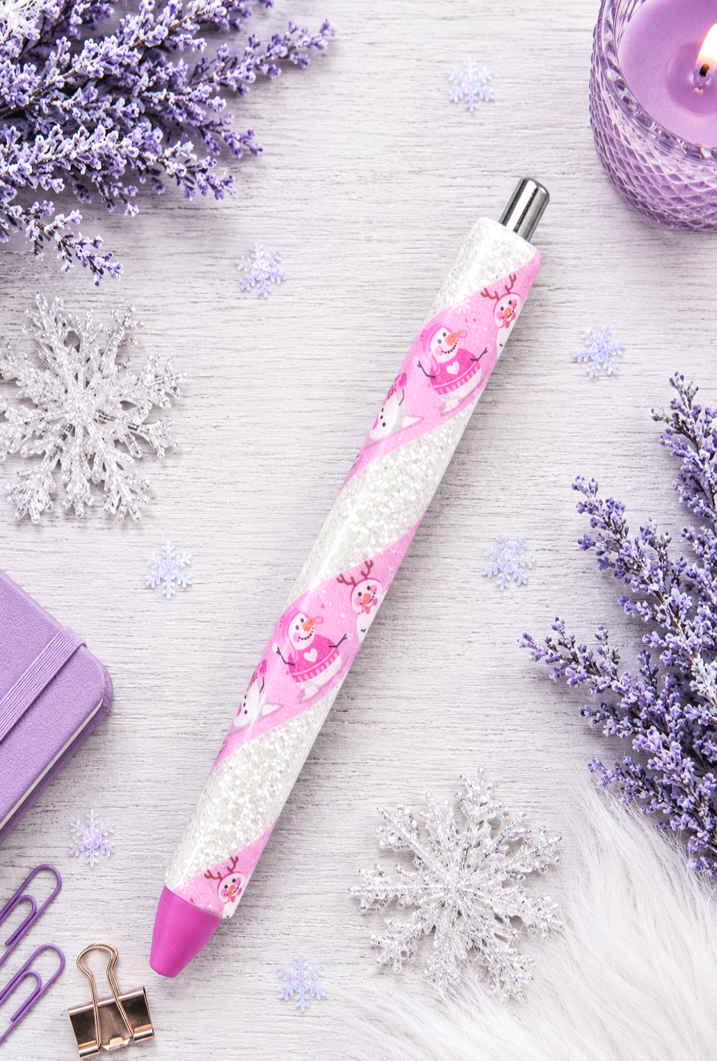 Handmade Snow People Pen glitter pen with free refill 8