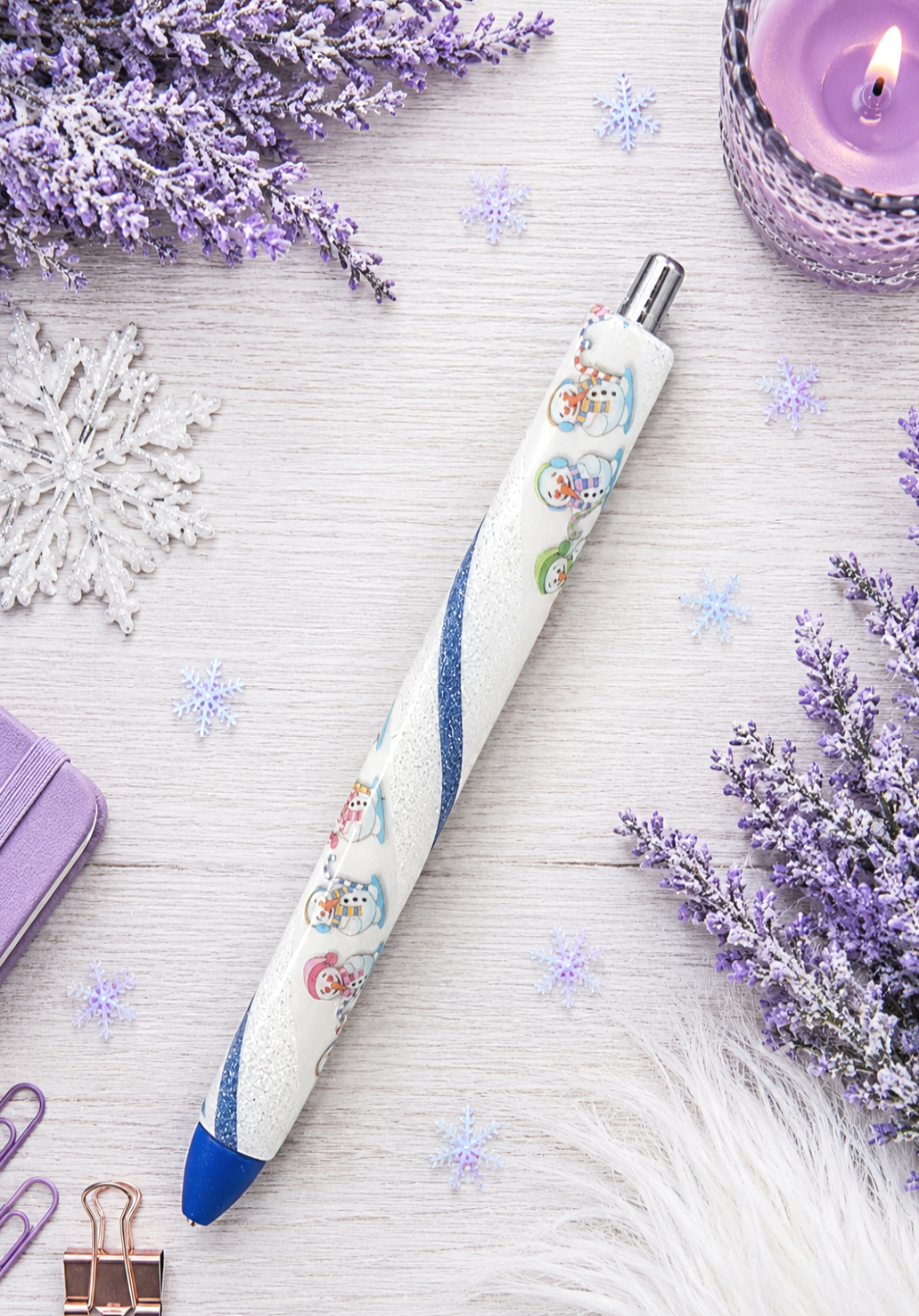 Handmade Snow People Pen glitter pen with free refill 9