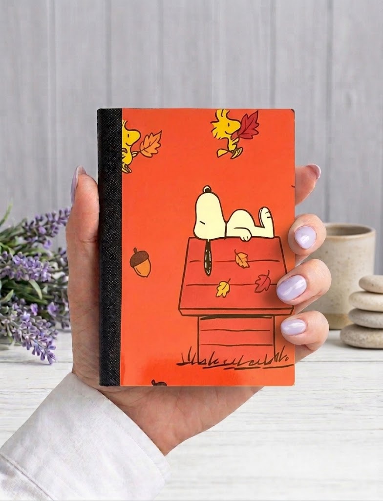 Decorative Vinyl Covered MINIATURE Composition Notebook Autumn Snoopy