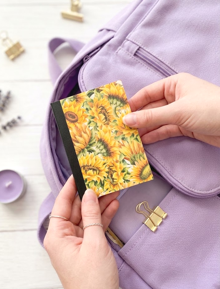 Decorative Vinyl Covered MINIATURE Composition Notebook Sunflowers C
